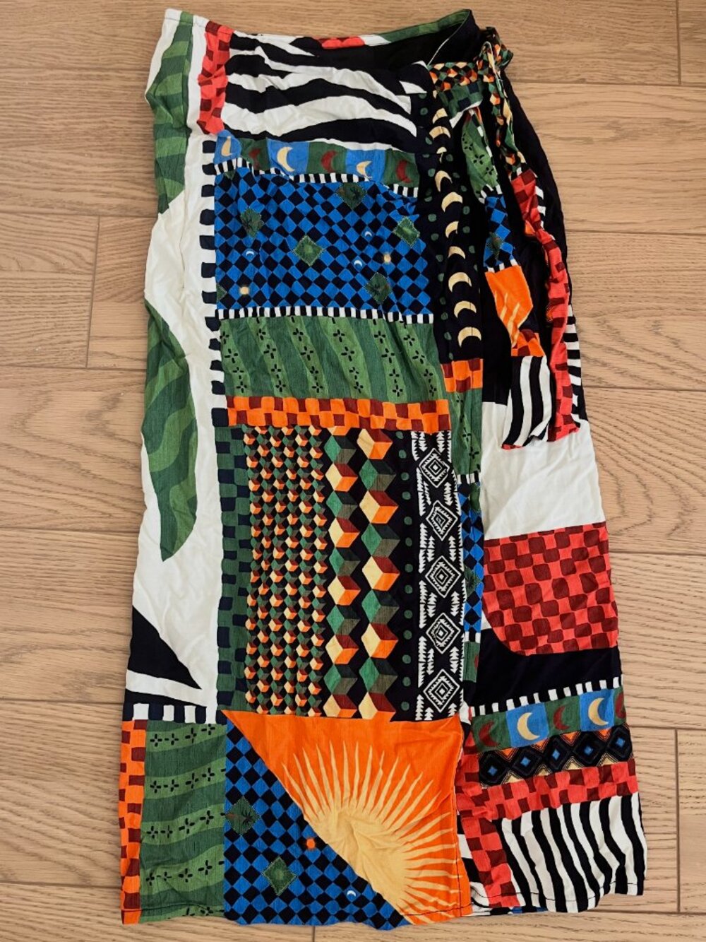 FARM RIO INSPIRED Patchwork Print Celestial Wrap Skirt